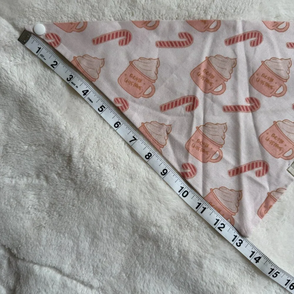 NWT Loic by Design Christmas Dog Bandana with Candy Canes, Pink + Red, Size M